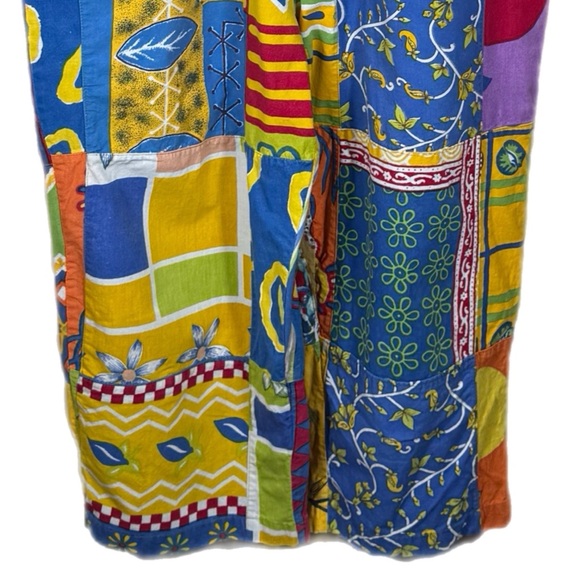 Sacred Threads Vintage Patchwork Overalls Romper M Cottagecore Hippie Boho - Picture 4 of 14